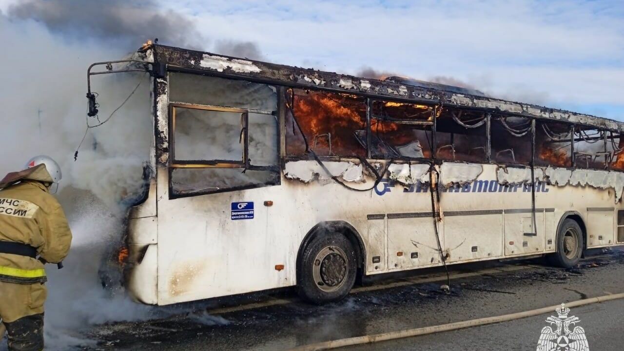 В Башкирии на трассе М-7 сгорел автобус «Башавтотранс», перевозивший 3 пассажиров
